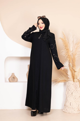 Lüks Taş İşlemeli Abaya – Siyah