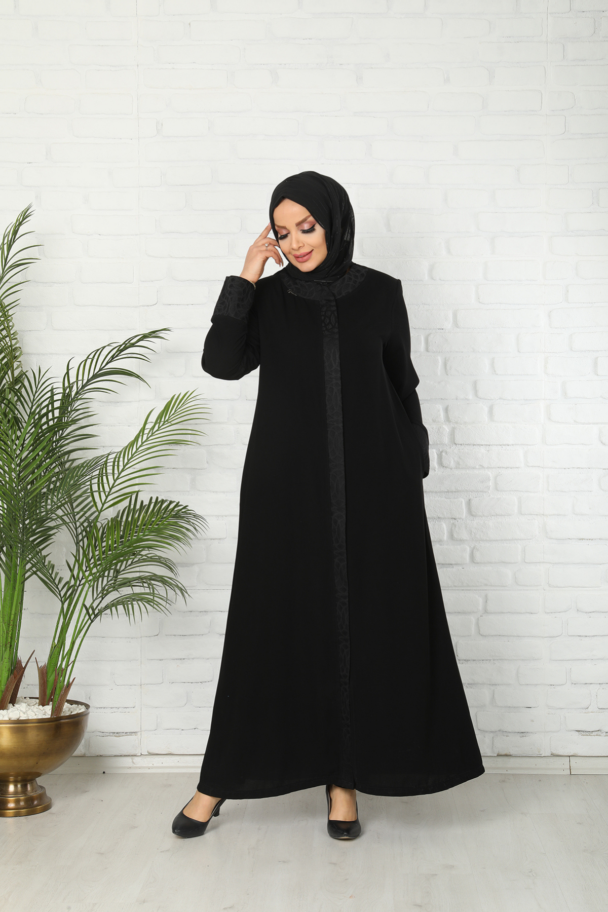 Medine İpeği Fermuarlı Yazlık Ferace

