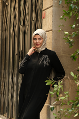 Taş İşlemeli Abaya - Lüks Yazlık Dökümlü Ferace 4